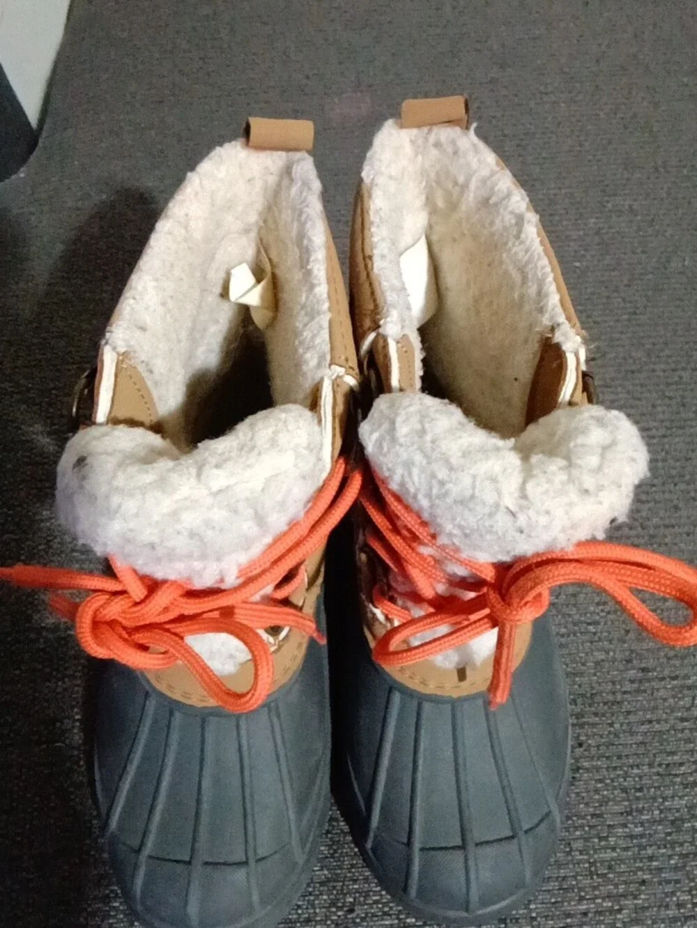 Kids Fabkids Winter Boots - Tan, Gray & Orange Laces